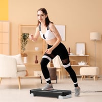 HOMCOM aerobik fitness steper 68x29x15 cm, 2 razine visine, neklizajuća površina, crno-siva 6