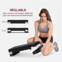 HOMCOM aerobik fitness steper 68x29x15 cm, 2 razine visine, neklizajuća površina, crno-siva 4