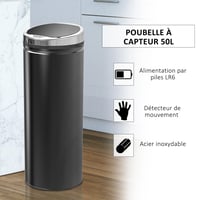 Automatický odpadkový kôš HOMCOM 50 l so senzorom pohybu, čierna nehrdzavejúca oceľ, kuchynský — chybný, čiastočne funkčný: Nový (stav: pozri 2. obrázok) 6