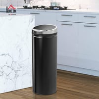 Automatický odpadkový kôš HOMCOM 50 l so senzorom pohybu, čierna nehrdzavejúca oceľ, kuchynský — chybný, čiastočne funkčný: Nový (stav: pozri 2. obrázok) 3