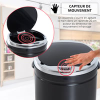 Automatický odpadkový kôš HOMCOM 50 l so senzorom pohybu, čierna nehrdzavejúca oceľ, kuchynský — chybný, čiastočne funkčný: Nový (stav: pozri 2. obrázok) 5