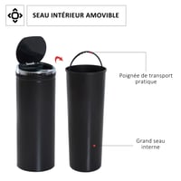 Automatický odpadkový kôš HOMCOM 50 l so senzorom pohybu, čierna nehrdzavejúca oceľ, kuchynský — chybný, čiastočne funkčný: Nový (stav: pozri 2. obrázok) 4