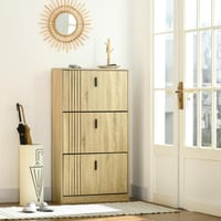 HOMCOM Botník s 3 výklopnými priehradkami pre 18 párov topánok, 63x24x117 cm, dekor dub 2