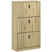 HOMCOM Botník s 3 výklopnými priehradkami pre 18 párov topánok, 63x24x117 cm, dekor dub 1