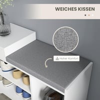 HOMCOM Cipőtároló pad fiókkal és 3 rekesszel, 76,5x30x52 cm, fehér, kárpitozott ülőfelülettel 6