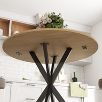 Jedálenský stôl HOMCOM pre 2 osoby v industriálnom štýle, Ø 80 cm, s doskou v dekore duba 5