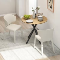 Jedálenský stôl HOMCOM pre 2 osoby v industriálnom štýle, Ø 80 cm, s doskou v dekore duba 4