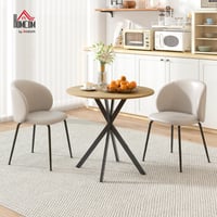 Jedálenský stôl HOMCOM pre 2 osoby v industriálnom štýle, Ø 80 cm, s doskou v dekore duba 2