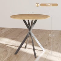 Jedálenský stôl HOMCOM pre 2 osoby v industriálnom štýle, Ø 80 cm, s doskou v dekore duba 3