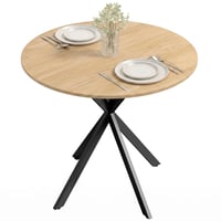Jedálenský stôl HOMCOM pre 2 osoby v industriálnom štýle, Ø 80 cm, s doskou v dekore duba 1