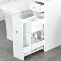 HOMCOM Fürdőszobai Mosdószekrény WC-papír Tárolóval, 2 Fiókos MDF Bútor, 17 x 48 x 58 cm 9