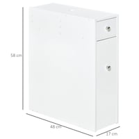 HOMCOM Fürdőszobai Mosdószekrény WC-papír Tárolóval, 2 Fiókos MDF Bútor, 17 x 48 x 58 cm 3