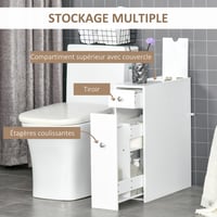 HOMCOM Fürdőszobai Mosdószekrény WC-papír Tárolóval, 2 Fiókos MDF Bútor, 17 x 48 x 58 cm 6