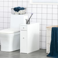 HOMCOM Fürdőszobai Mosdószekrény WC-papír Tárolóval, 2 Fiókos MDF Bútor, 17 x 48 x 58 cm 2