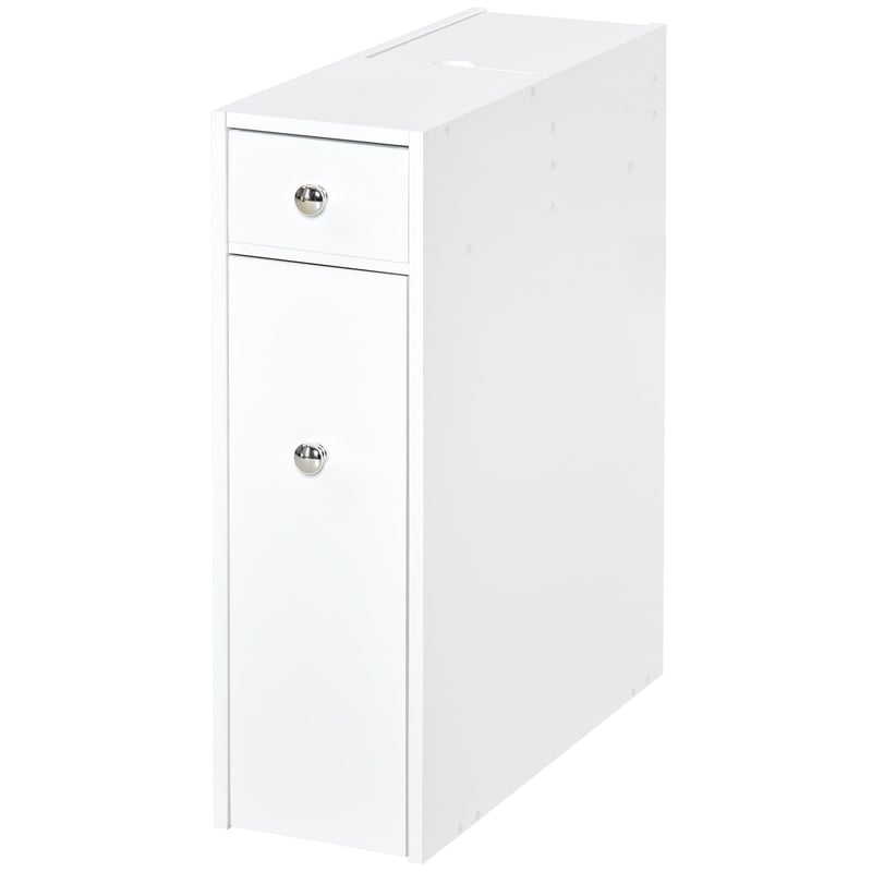 HOMCOM Fürdőszobai Mosdószekrény WC-papír Tárolóval, 2 Fiókos MDF Bútor, 17 x 48 x 58 cm