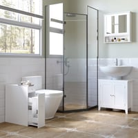 HOMCOM Fürdőszobai Mosdószekrény WC-papír Tárolóval, 2 Fiókos MDF Bútor, 17 x 48 x 58 cm 4