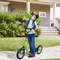 HOMCOM Gyermek Roller 5 Éves Kortól - Nagy Kerekekkel, Állítható Kormánymagassággal, Hátsó Fékkel, Zöld Acélvázzal, 100 kg Teherbírással 2