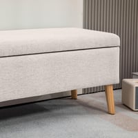 Bancă Tapițată cu Spațiu de Depozitare HOMCOM pe Picioare din Lemn, 110x39x45 cm, Verde Deschis - Bancă cu Depozitare pentru Sufragerie 9