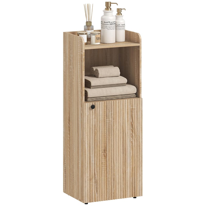 Dulap de baie îngust HOMCOM cu 4 rafturi, 40 x 31 x 104 cm, culoare stejar galben, dulap de depozitare