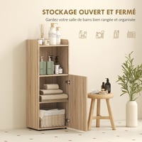 Dulap de baie îngust HOMCOM cu 4 rafturi, 40 x 31 x 104 cm, culoare stejar galben, dulap de depozitare 4