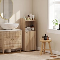 Dulap de baie îngust HOMCOM cu 4 rafturi, 40 x 31 x 104 cm, culoare stejar galben, dulap de depozitare 9