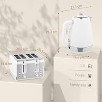 Súprava nerezovej rýchlovarnej kanvice a hriankovača na 4 krajce chleba HOMCOM, 2200 W, 1,7 l – biela 7