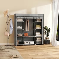Textilná šatníková skriňa HOMCOM 103x43x162,5 cm, čierna, šatníková skriňa s tyčou na zavesenie 7