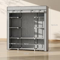 Textilná šatníková skriňa HOMCOM 103x43x162,5 cm, čierna, šatníková skriňa s tyčou na zavesenie 6