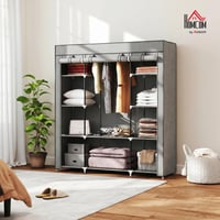 Textilná šatníková skriňa HOMCOM 103x43x162,5 cm, čierna, šatníková skriňa s tyčou na zavesenie 2