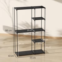 Dulap pentru haine HOMCOM din material textil cu bară pentru umerașe și rafturi, 111 x 43 x 185 cm, Negru, pentru dormitor sau dressing 7