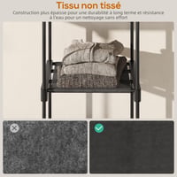 Dulap pentru haine HOMCOM din material textil cu bară pentru umerașe și rafturi, 111 x 43 x 185 cm, Negru, pentru dormitor sau dressing 5