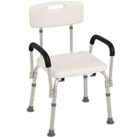 HOMCOM stolica za tuširanje, ergonomska, podesiva po visini, s protukliznim nogicama, odvojivim naslonima za ruke, nosivost 136 kg, aluminijska, bijela 1