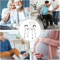 HOMCOM Zuhanyzó Szék Ergonomikus Állítható Magasságú Csúszásgátló Lábakkal Levehető Karfákkal 136kg Terhelhetőség Alumínium Fehér 5