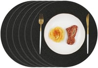 Homcomodar Kerek Tányéralátét Szett 6 db - Hőálló, Mosható Asztali Alátét Konyhába, Étkezéshez - Fekete 1