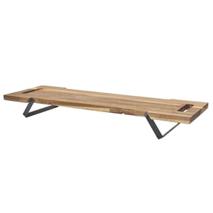 HOME DECO FACTORY KA0322 Daska za posluživanje od bagremovog drva s crnim metalnim nogama, 55 cm, smeđa i crna — Ljepljiva površina (stanje: vidi 2. sliku)