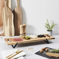 HOME DECO FACTORY KA0322 Daska za posluživanje od bagremovog drva s crnim metalnim nogama, 55 cm, smeđa i crna — Ljepljiva površina (stanje: vidi 2. sliku) 9