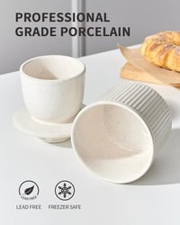 Keramická dóza na maslo Home Decor s poklopom, 250 g, prúžkovaná s reaktívnou glazúrou, maselnička s vodným chladením na kuchynskú linku – veľká, škvrnitá krémová farba 4