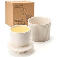 Keramická dóza na maslo Home Decor s poklopom, 250 g, prúžkovaná s reaktívnou glazúrou, maselnička s vodným chladením na kuchynskú linku – veľká, škvrnitá krémová farba 1