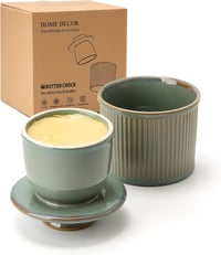 HOME DECOR Vajharang vízhűtéses vajtartó 250 g francia vajadagoló kékeszöld csíkos nagy 1