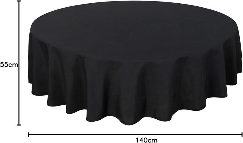 Home Direct Kerek Terítő 140 cm Fekete Textil Asztalterítő