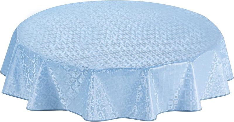 Home Direct Kerek Vinil Abrosz 155 cm - Kék-Szürke, Vízlepergető, Mosható Asztalterítő Konyhába, Étkezőbe, Kertbe