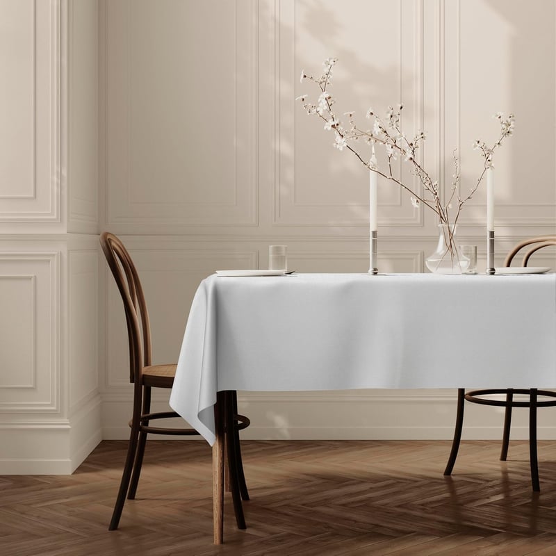 Home Direct Lótuszhatású Asztalterítő - Fehér Téglalap Alakú Textil Terítő 140x200 cm - Folttaszító, Könnyen Tisztítható Poliészter