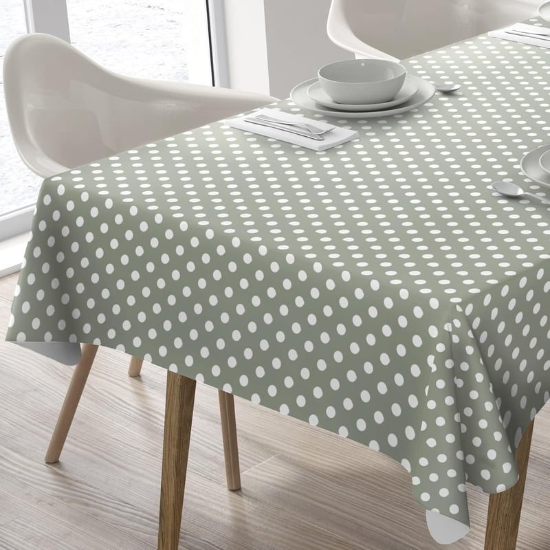 Home Direct Pöttyös PVC Asztalterítő - Könnyen Tisztítható, Vízálló Abrosz, Zsálya Zöld Színben, 100x140 cm, Téglalap Alakú