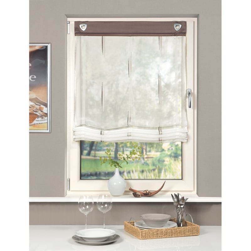 Rulou roman Home Fashion Scherli 91357-860 cu inele, 140x60 cm, voal, gri piatră