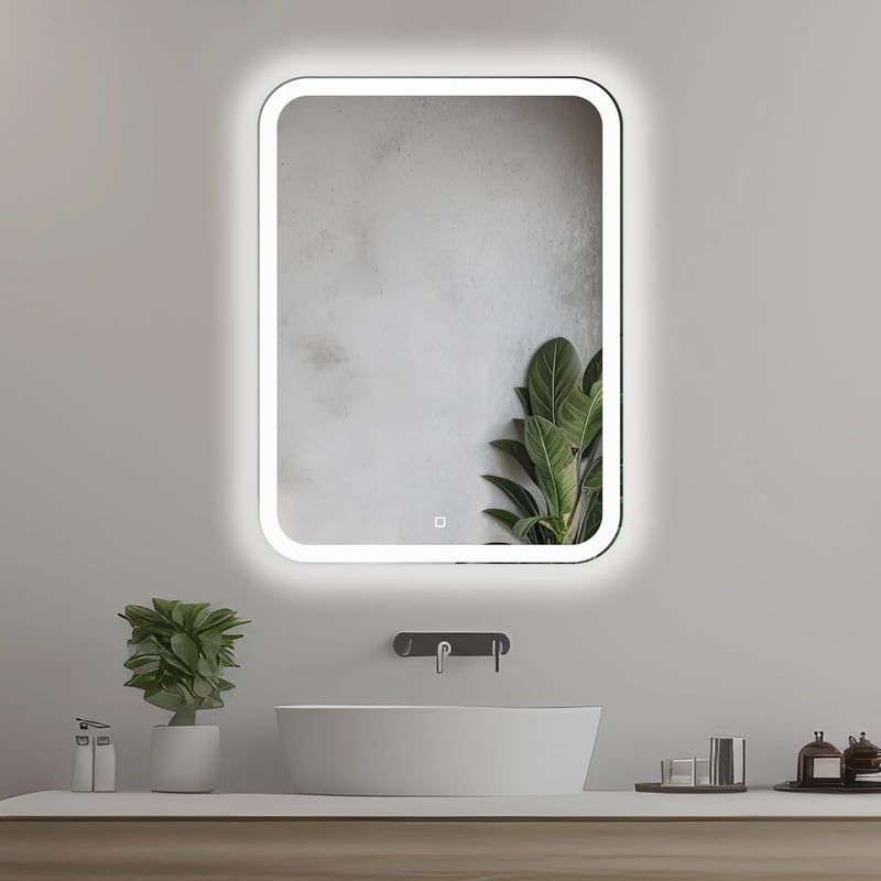 Home Glow 50x70 cm LED fürdőszobai tükör érintésérzékeny kapcsolóval