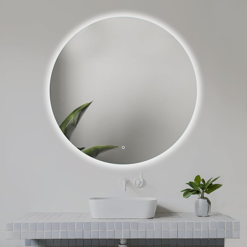 Home Glow 80 cm Kerek Fürdőszobai LED Tükör Érintőkapcsolóval - Természetes Fehér Háttérvilágítás, Üveg Keret, EU Gyártás