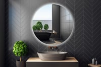 Home Glow 80 cm Okruglo LED Ogledalo za Kupaonicu s Prekidačem na Dodir - Prirodno Bijelo Pozadinsko Osvjetljenje, Stakleni Okvir, Proizvedeno u EU 2