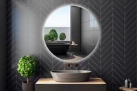 Home Glow 80 cm Kerek Fürdőszobai LED Tükör Érintőkapcsolóval - Természetes Fehér Háttérvilágítás, Üveg Keret, EU Gyártás 2