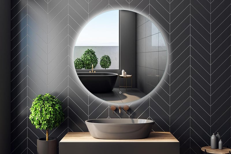 Home Glow 80 cm Kerek Fürdőszobai LED Tükör Érintőkapcsolóval - Természetes Fehér Háttérvilágítás, Üveg Keret, EU Gyártás