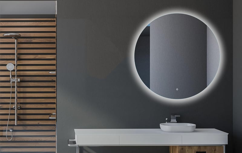 Home Glow 80 cm Kerek Fürdőszobai LED Tükör Érintőkapcsolóval - Természetes Fehér Háttérvilágítás, Üveg Keret, EU Gyártás